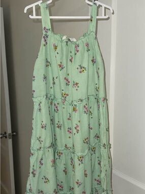 H&M Mint Green Floral Tiered Maxi Dress
